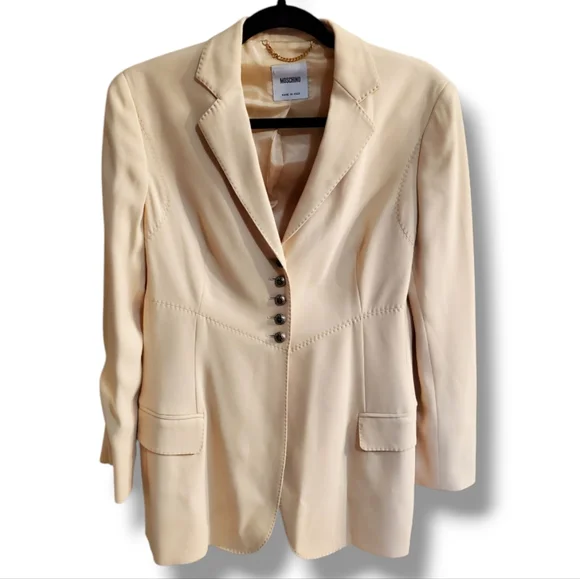 MOSCHINO Single Breast 5 Button Tailored Y2K Notch Lapel Vintage Stitch Blazer - Picture 2 of 15